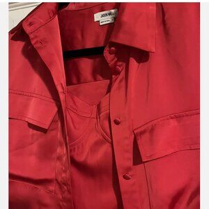 Jason Wu 2 Pc Red Satin Blouse and Bustier Corset Top NWT